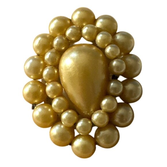 Vintage Coquette Costume Cluster Faux Pearl Pin Oval Teardrop Retro Granny Chic - Picture 2 of 8